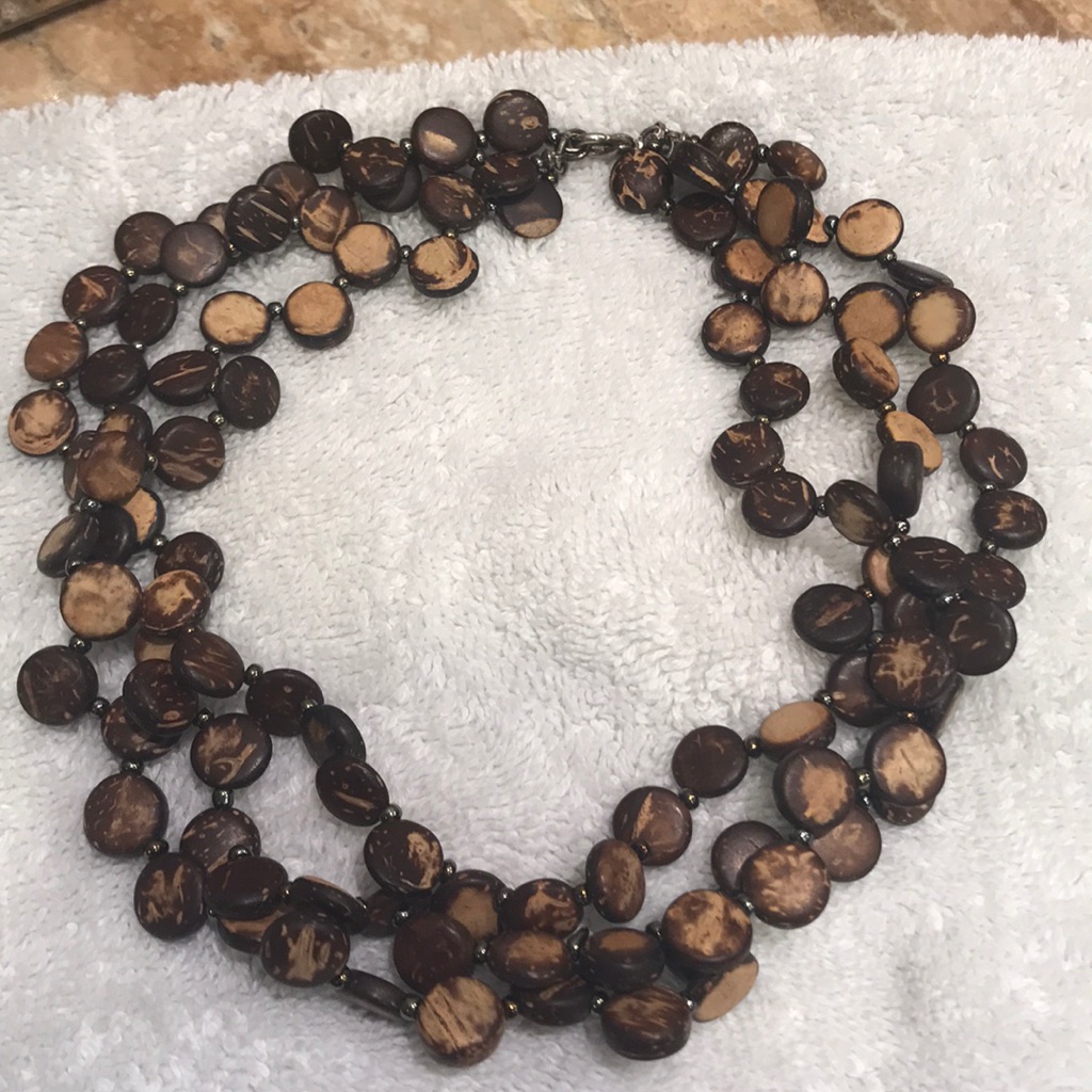 Triple Tier Brown Choker Necklace